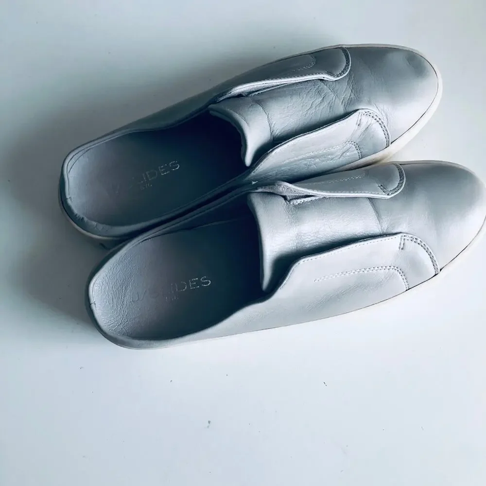 J Slides 'Alara' Women's  8 Slip On Sneaker Mule Gray Leather Clog Slide